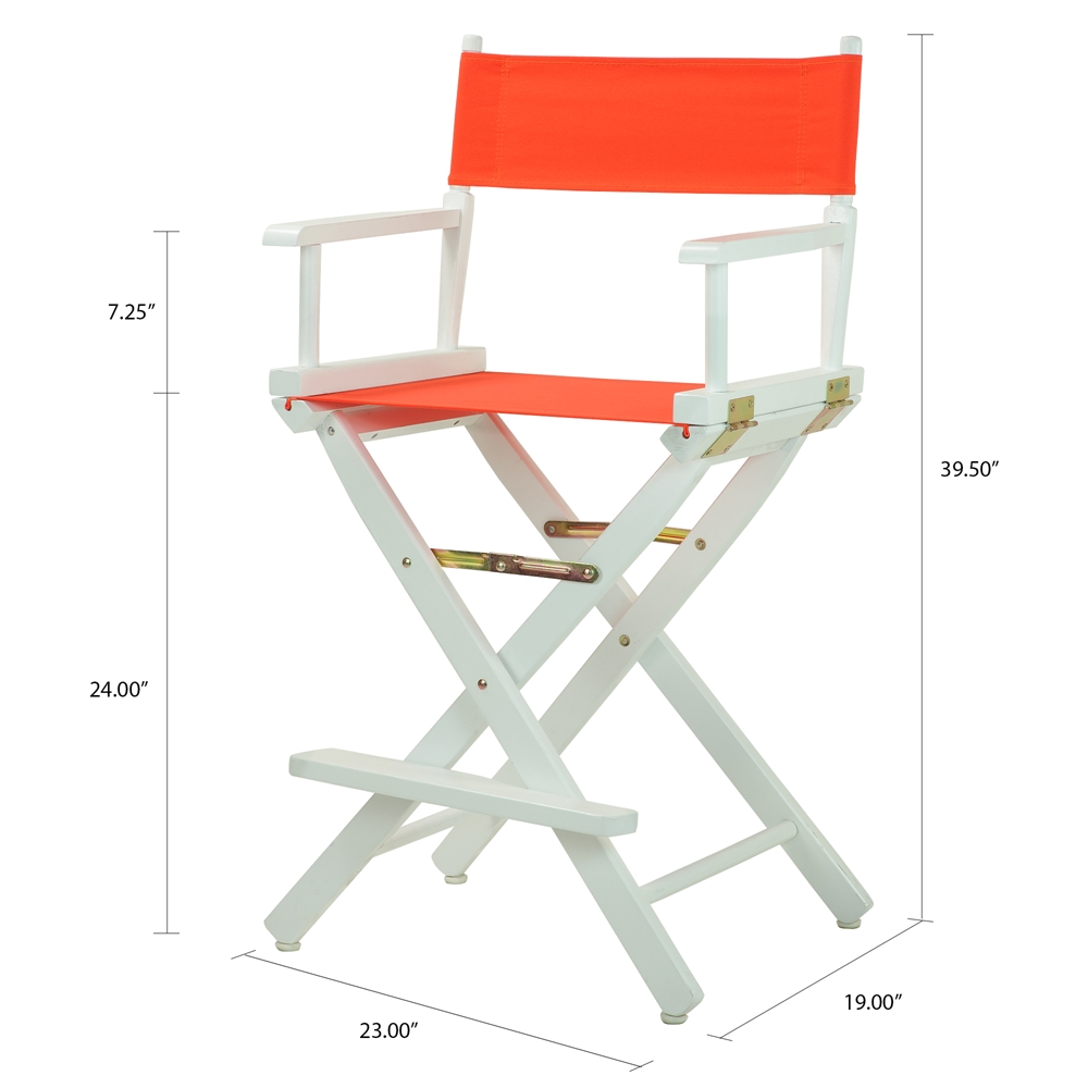 24" Director's Chair White Frame-Orange Canvas. Picture 5