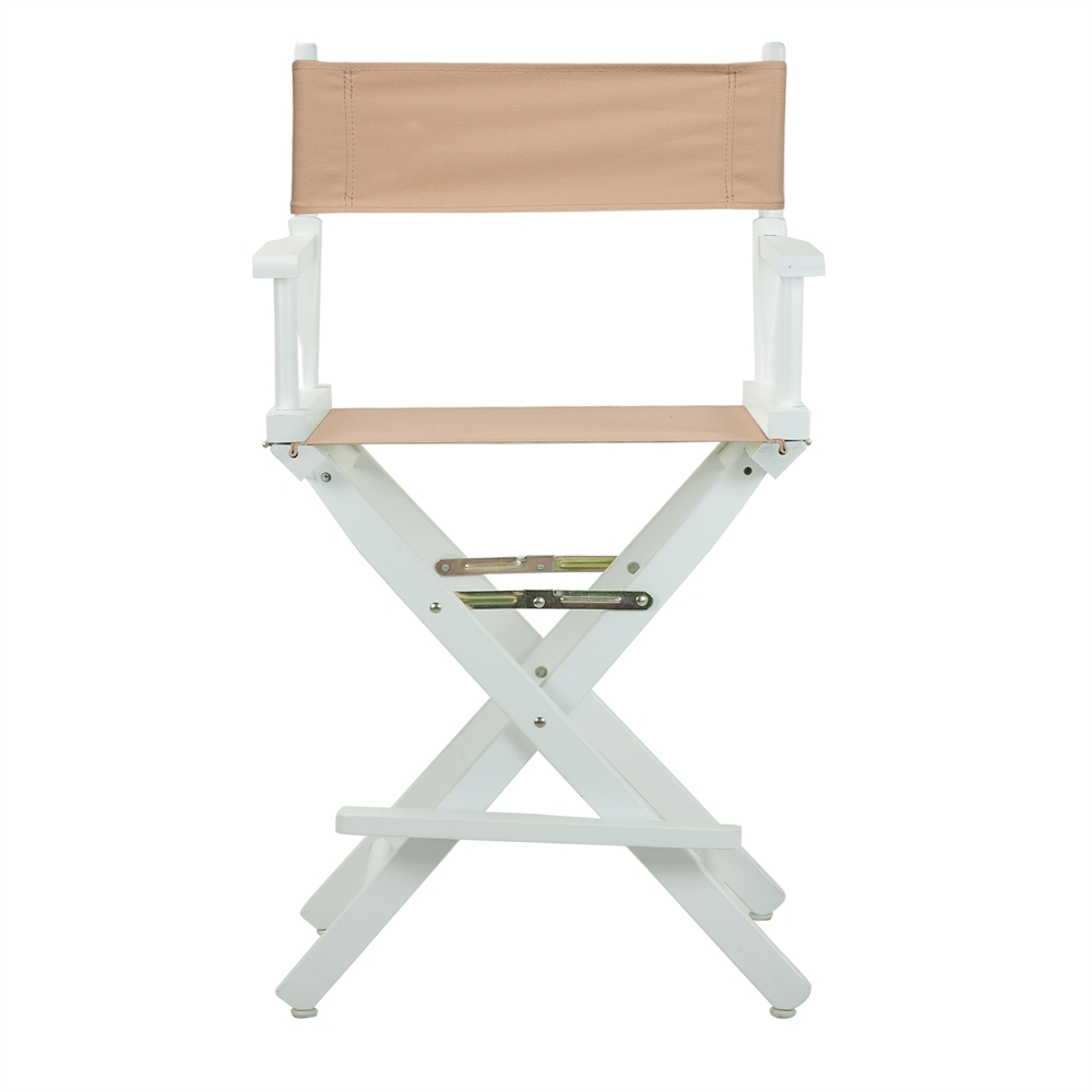 24" Director's Chair White Frame-Tan Canvas. Picture 1