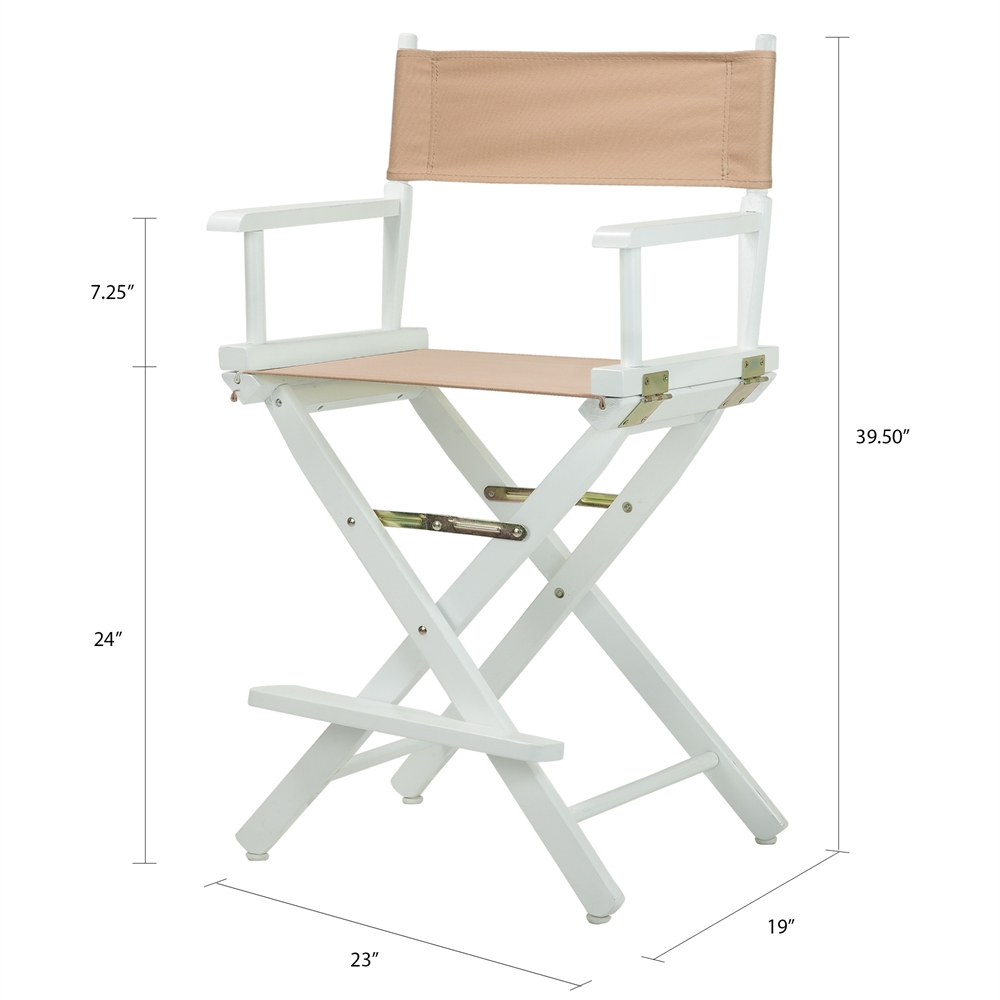 24" Director's Chair White Frame-Tan Canvas. Picture 5