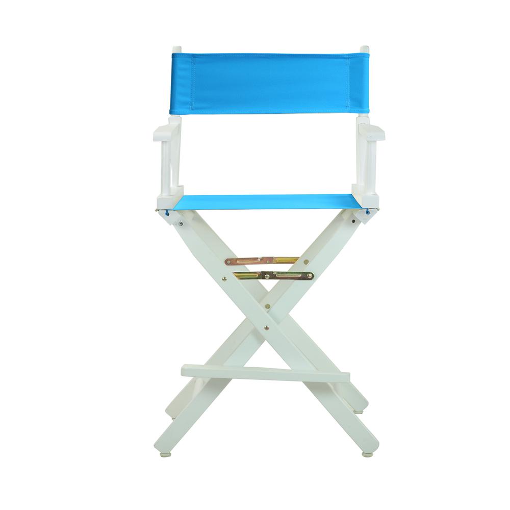 24" Director's Chair White Frame-Turquoise Canvas. Picture 1