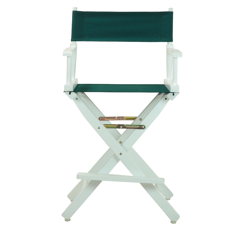 24" Director's Chair White Frame-Hunter Green Canvas. Picture 1