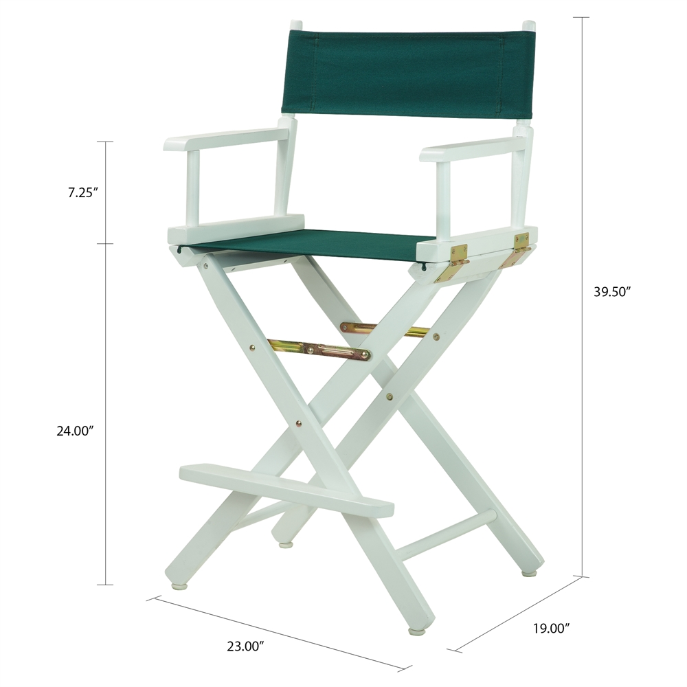 24" Director's Chair White Frame-Hunter Green Canvas. Picture 5