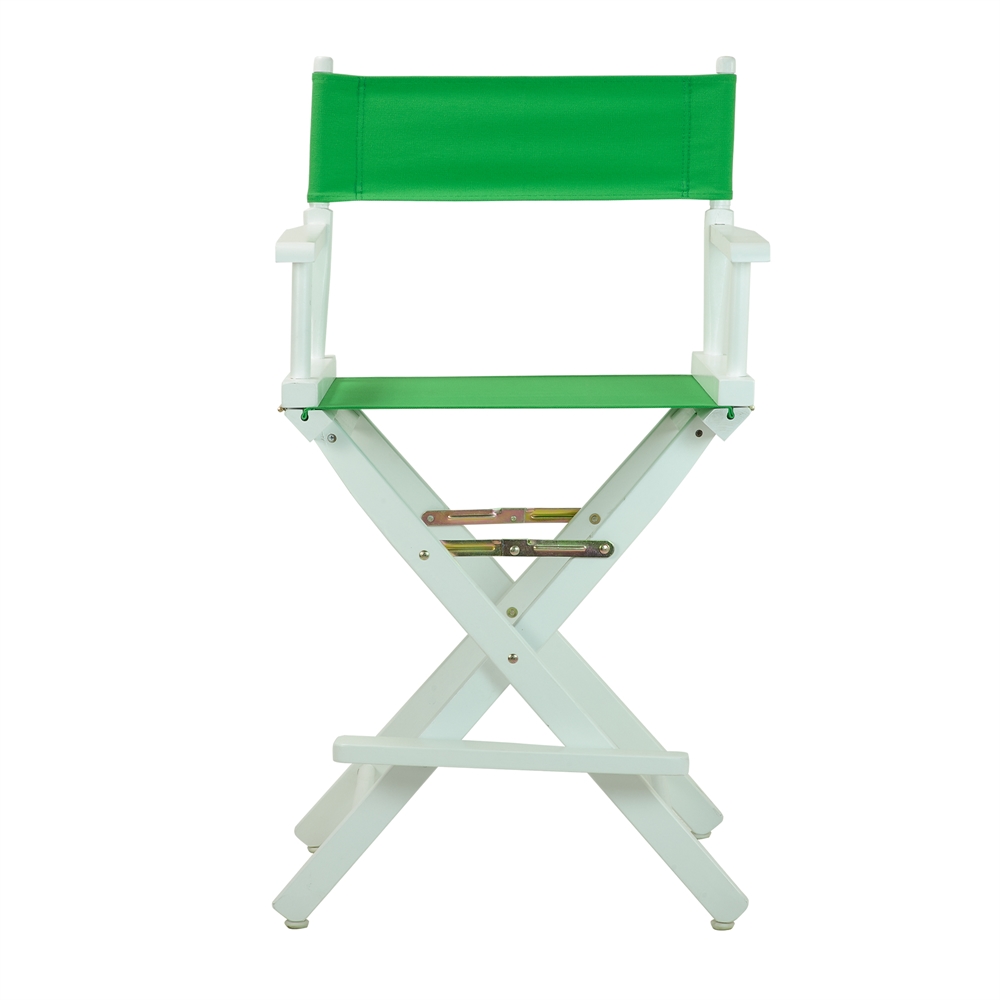 24" Director's Chair White Frame-Green Canvas. Picture 1