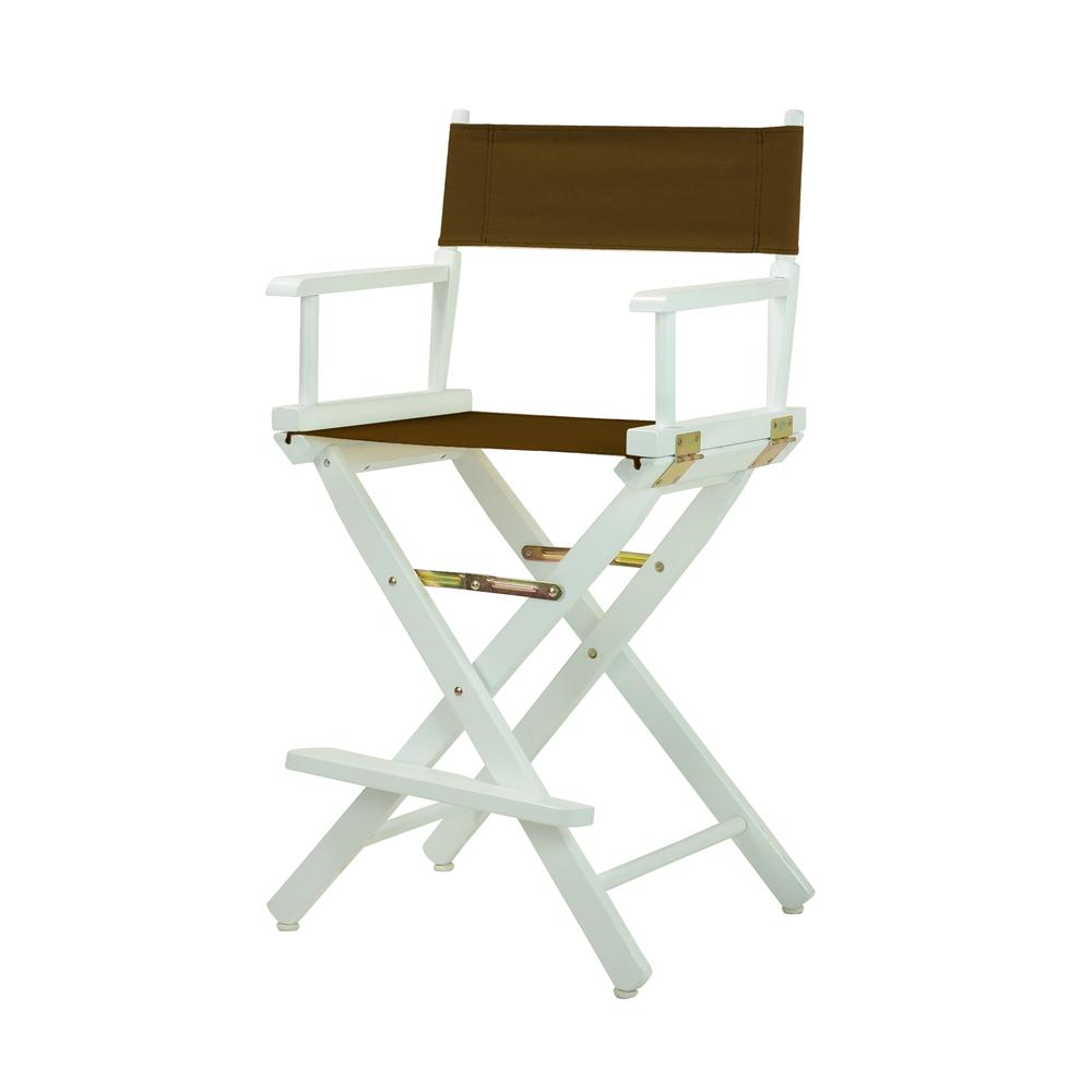 24" Director's Chair White Frame-Brown Canvas. Picture 5