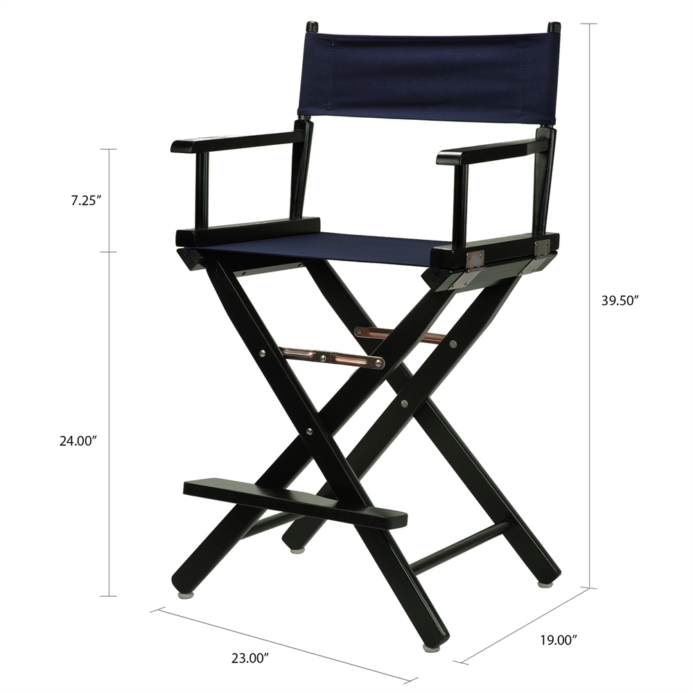 24" Director's Chair Black Frame-Navy Blue Canvas. Picture 5