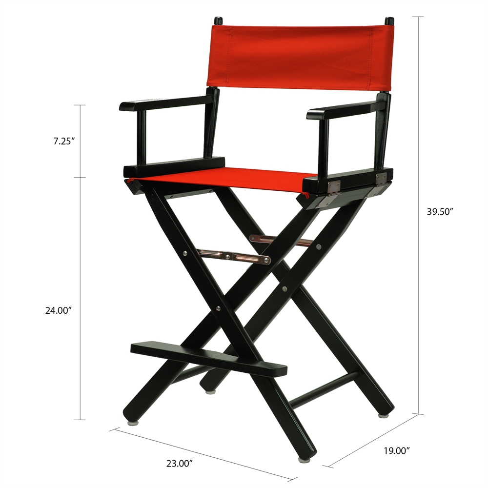 24" Director's Chair Black Frame-Red Canvas. Picture 5
