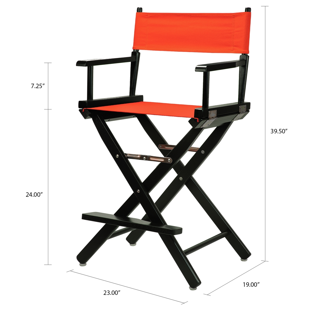 24" Director's Chair Black Frame-Orange Canvas. Picture 5