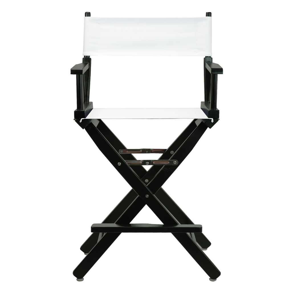 24" Director's Chair Black Frame-White Canvas. Picture 1