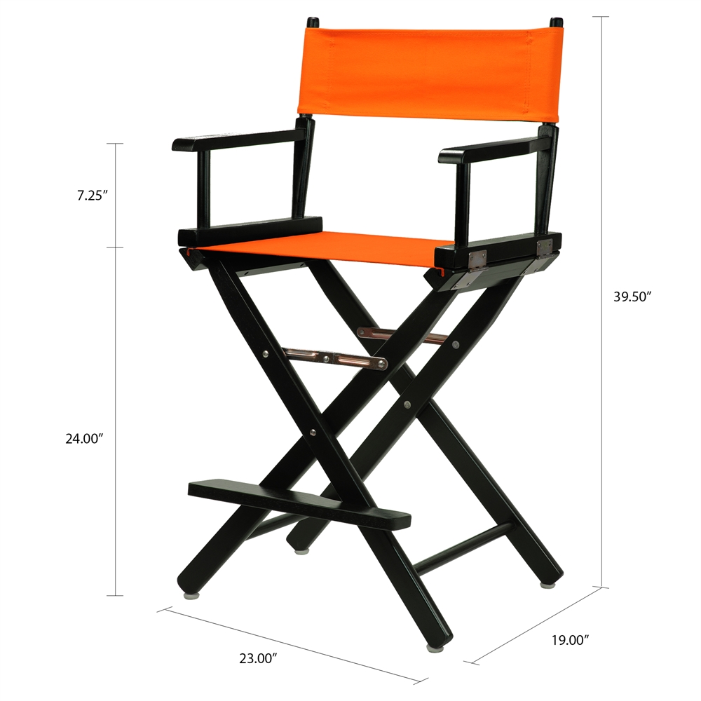24" Director's Chair Black Frame-Tangerine Canvas. Picture 5