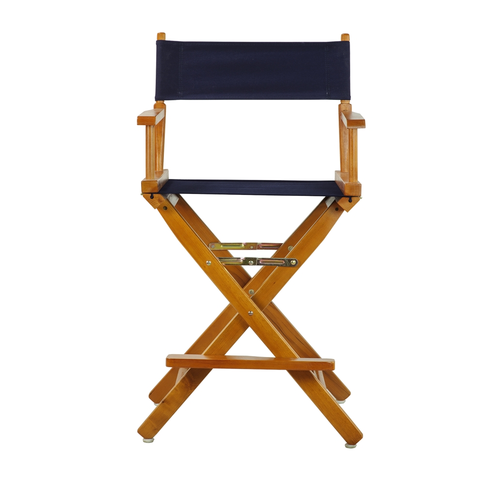 24" Director's Chair Honey Oak Frame-Navy Blue Canvas. Picture 1