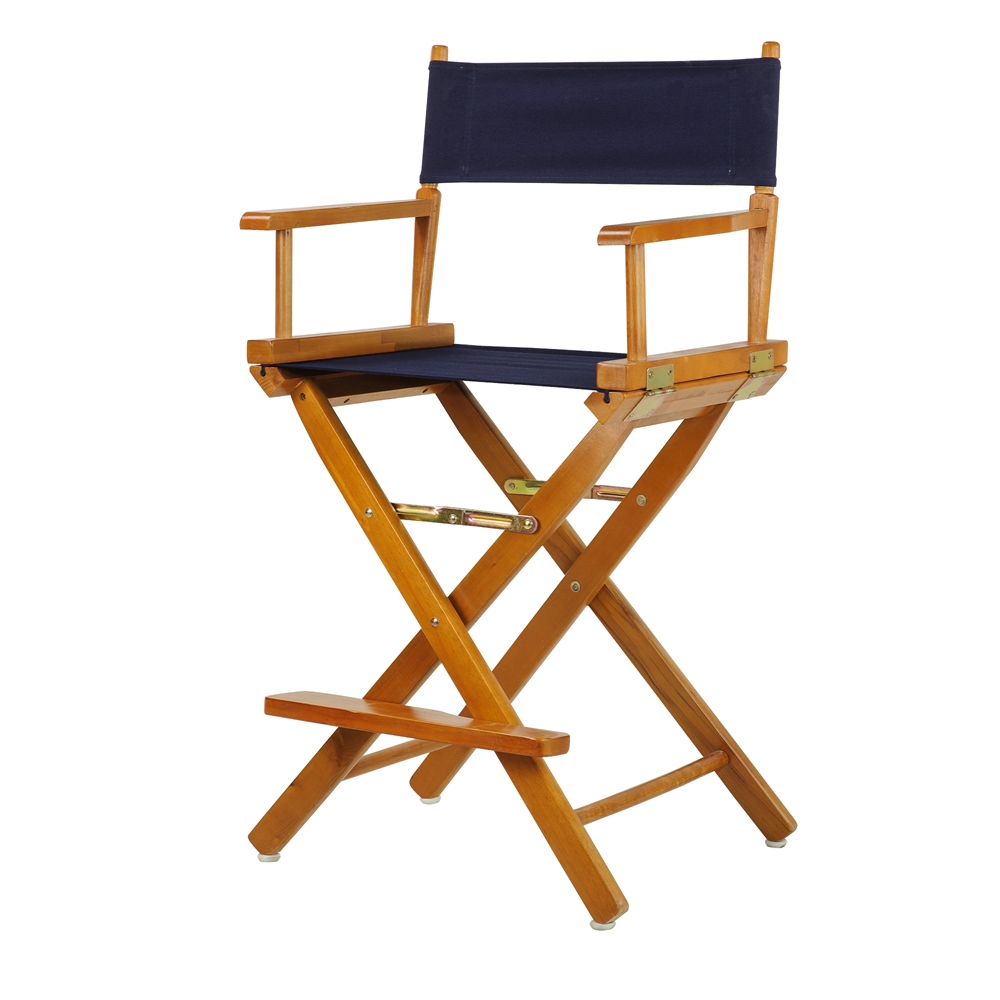 24" Director's Chair Honey Oak Frame-Navy Blue Canvas. Picture 2