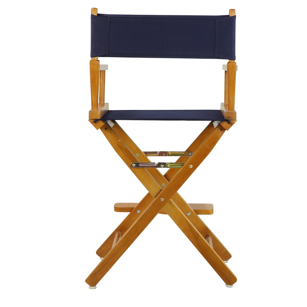 24" Director's Chair Honey Oak Frame-Navy Blue Canvas. Picture 4