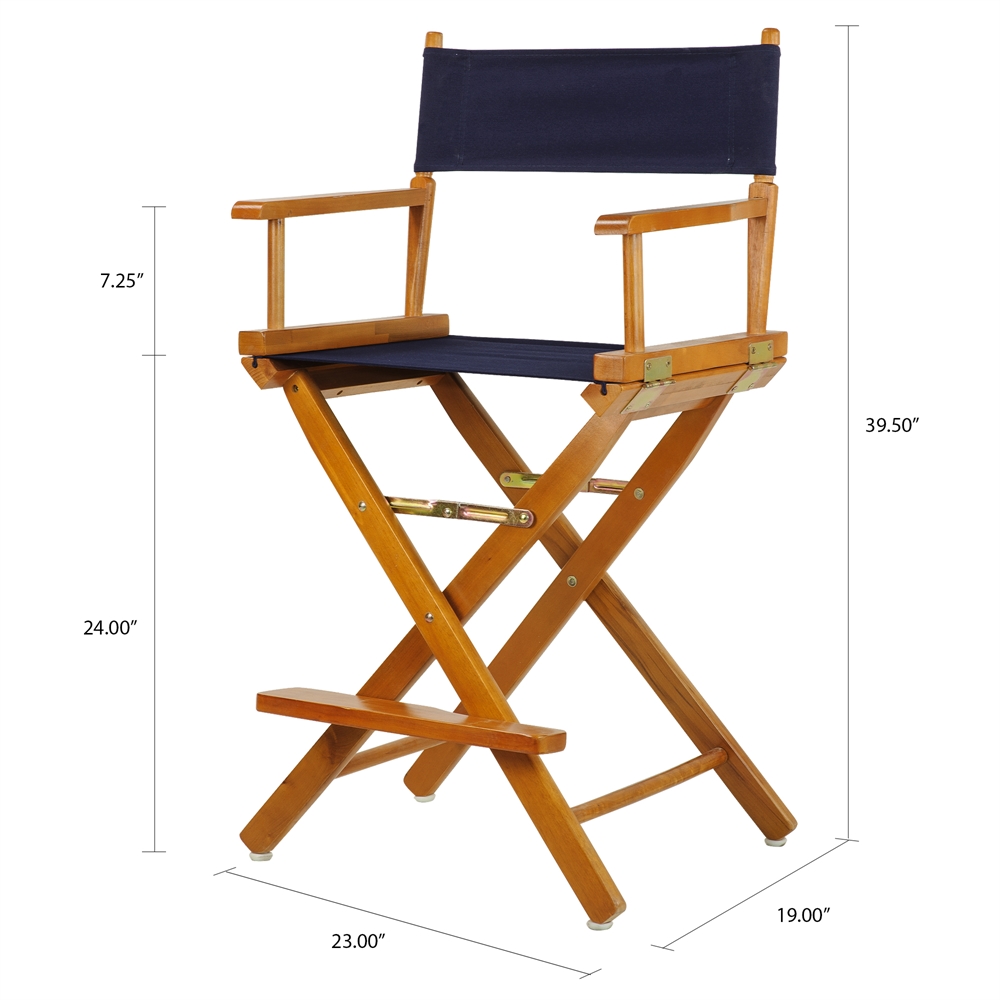 24" Director's Chair Honey Oak Frame-Navy Blue Canvas. Picture 5