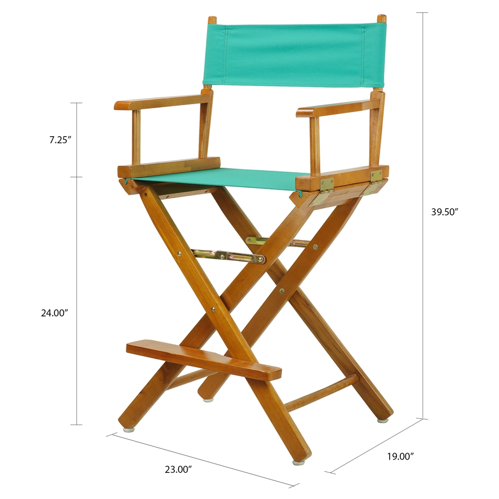 24" Director's Chair Honey Oak Frame-Teal Canvas. Picture 5