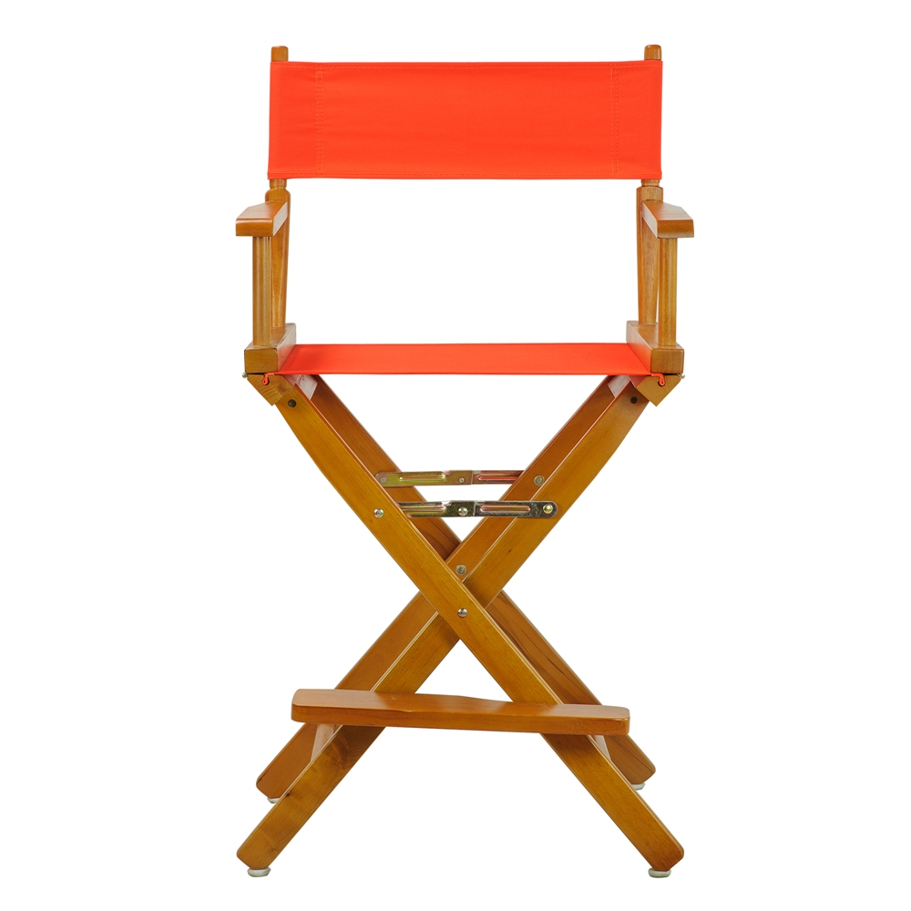 24" Director's Chair Honey Oak Frame-Orange Canvas. Picture 1