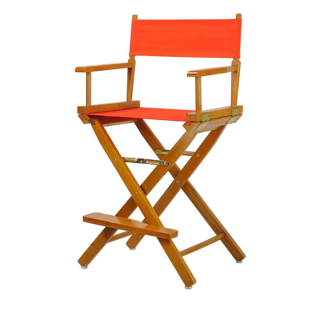 24" Director's Chair Honey Oak Frame-Orange Canvas. Picture 2