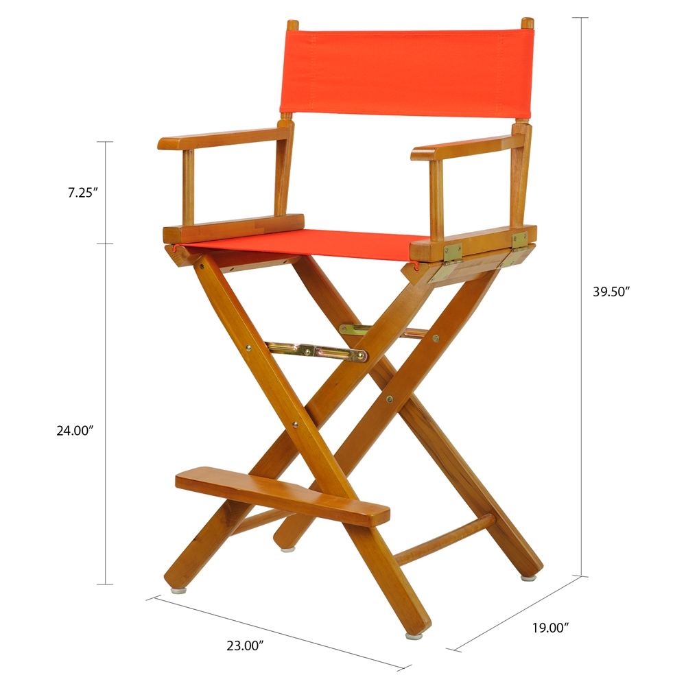 24" Director's Chair Honey Oak Frame-Orange Canvas. Picture 5