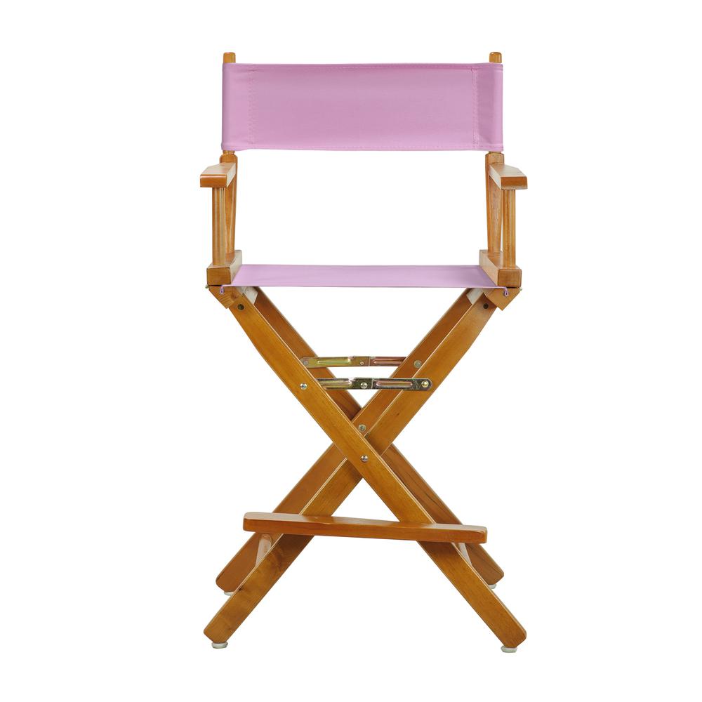 24" Director's Chair Honey Oak Frame-Pink Canvas. Picture 1