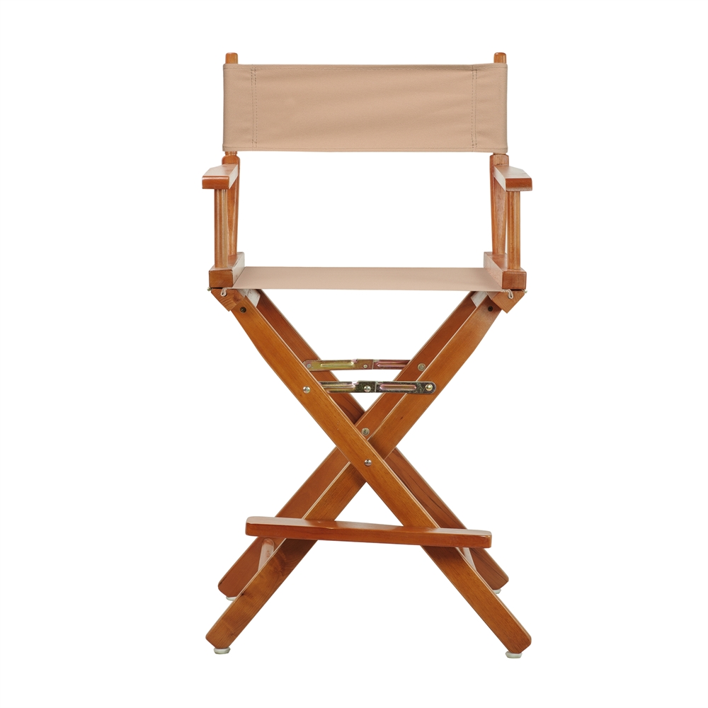 24" Director's Chair Honey Oak Frame-Tan Canvas. Picture 1