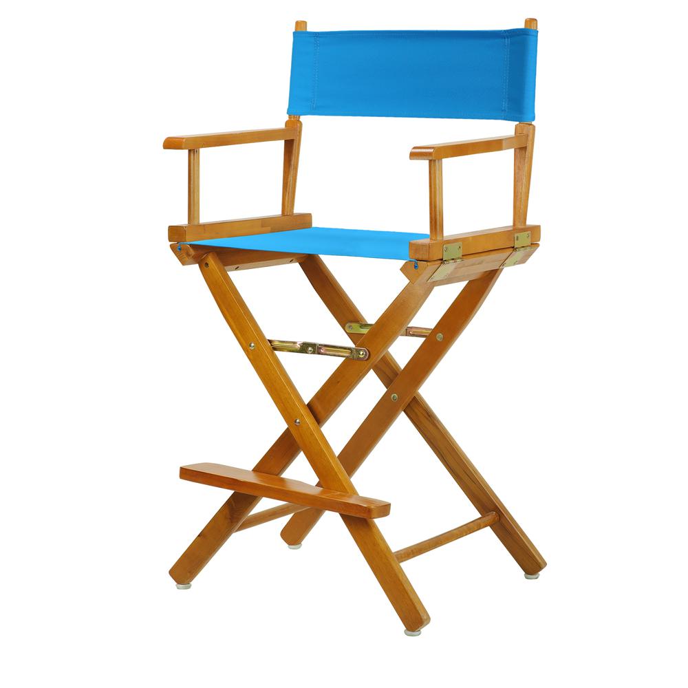 24" Director's Chair Honey Oak Frame-Turquoise Canvas. Picture 5
