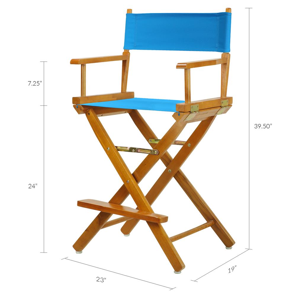 24" Director's Chair Honey Oak Frame-Turquoise Canvas. Picture 6
