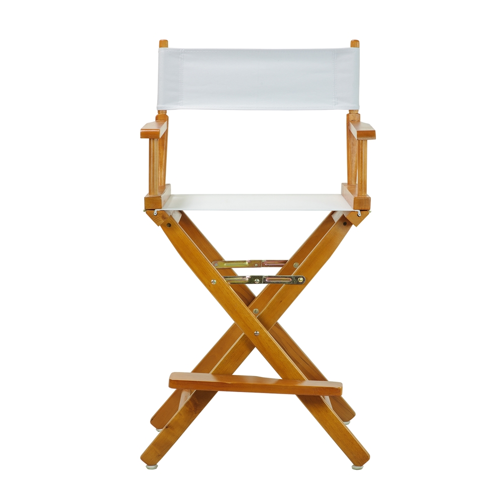 24" Director's Chair Honey Oak Frame-White Canvas. Picture 1