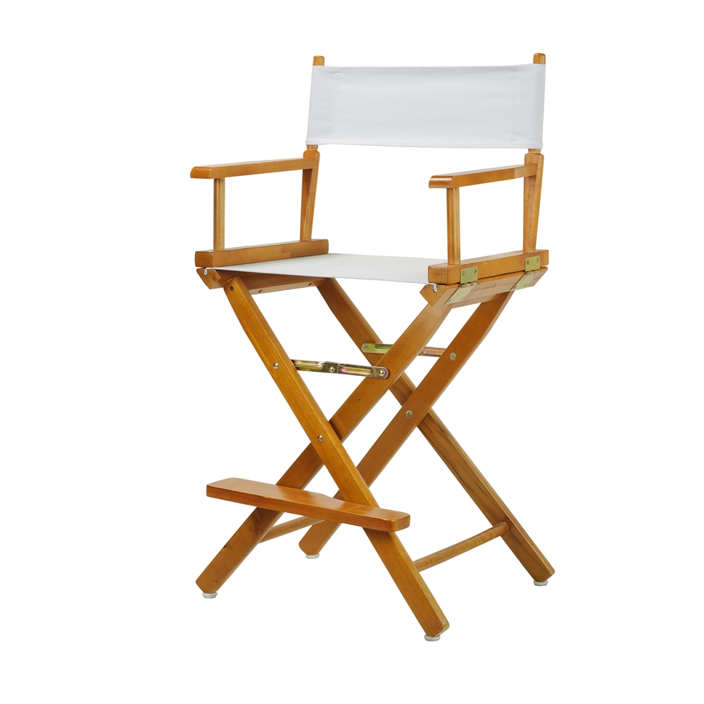 24" Director's Chair Honey Oak Frame-White Canvas. Picture 2