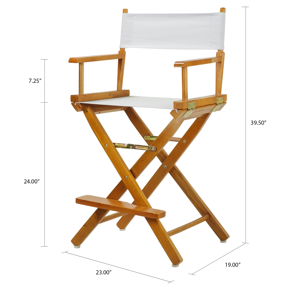 24" Director's Chair Honey Oak Frame-White Canvas. Picture 5