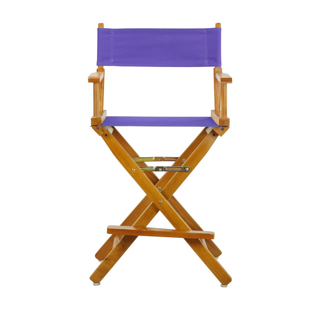 24" Director's Chair Honey Oak Frame-Purple Canvas. Picture 1
