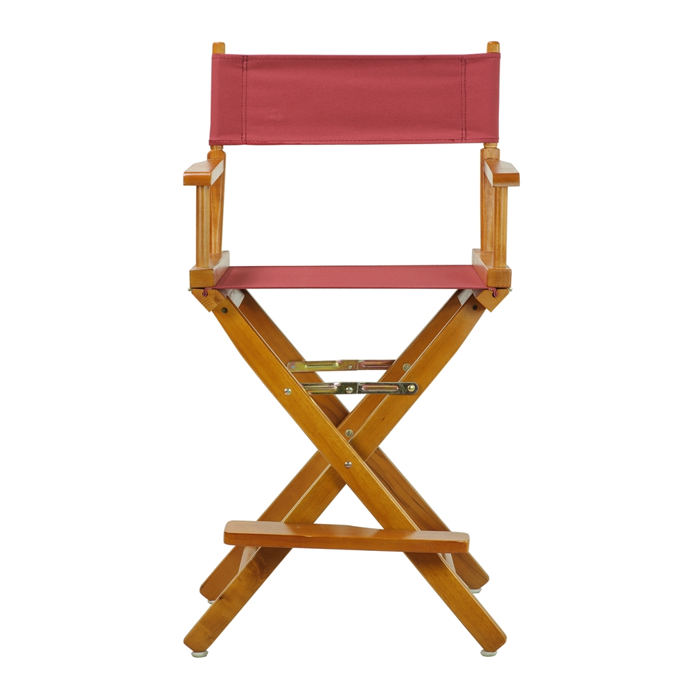 24" Director's Chair Honey Oak Frame-Burgundy Canvas. Picture 1