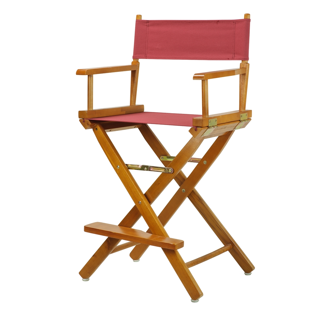 24" Director's Chair Honey Oak Frame-Burgundy Canvas. Picture 2