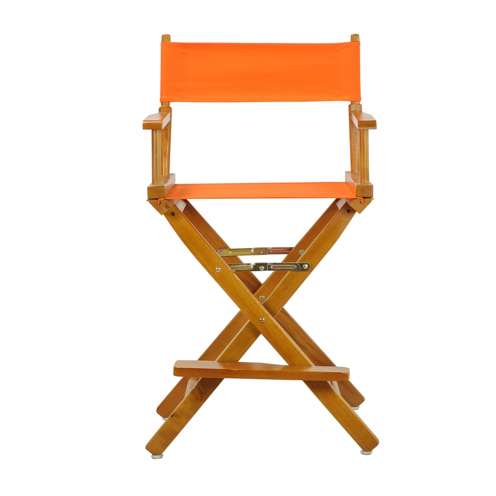 24" Director's Chair Honey Oak Frame-Tangerine Canvas. Picture 1