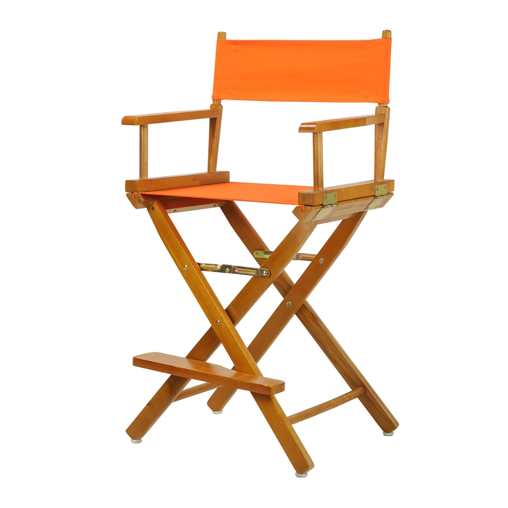 24" Director's Chair Honey Oak Frame-Tangerine Canvas. Picture 2