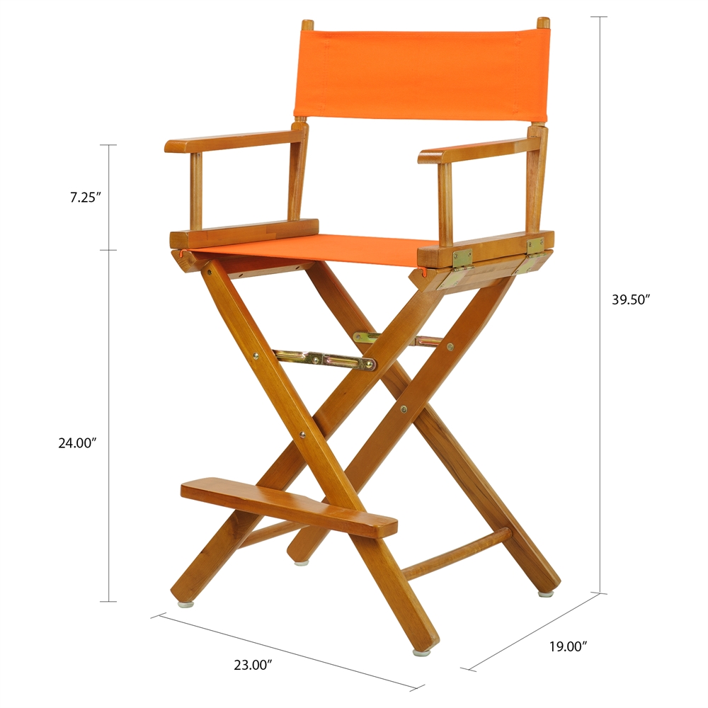 24" Director's Chair Honey Oak Frame-Tangerine Canvas. Picture 5