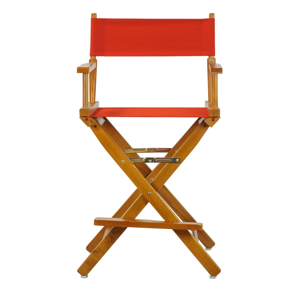 24" Director's Chair Honey Oak Frame-Red Canvas. Picture 1