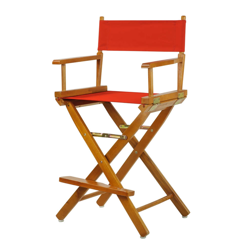 24" Director's Chair Honey Oak Frame-Red Canvas. Picture 2