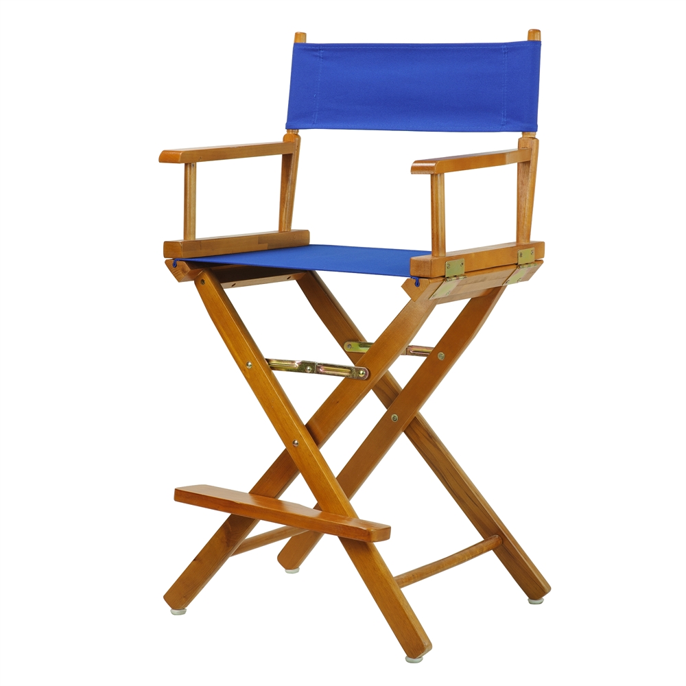 24" Director's Chair Honey Oak Frame-Royal Blue Canvas. Picture 2