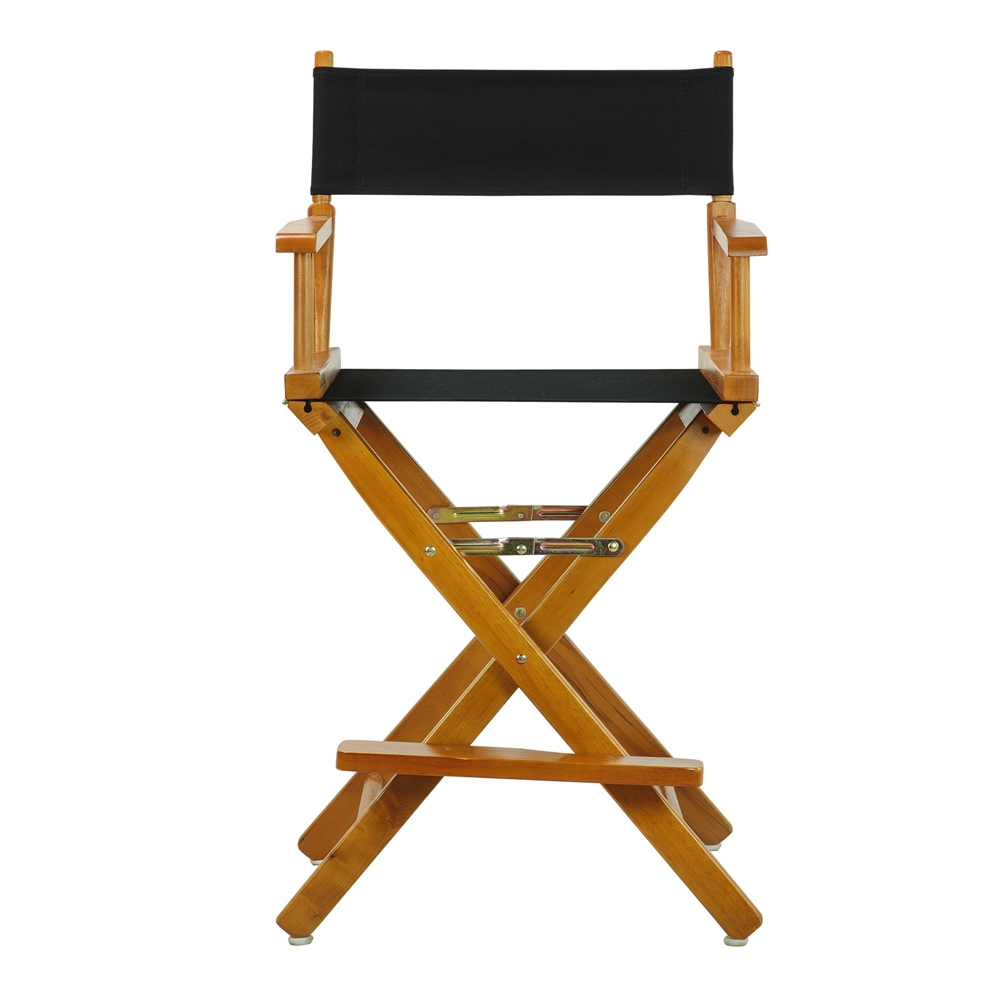 24" Director's Chair Honey Oak Frame-Black Canvas. Picture 1