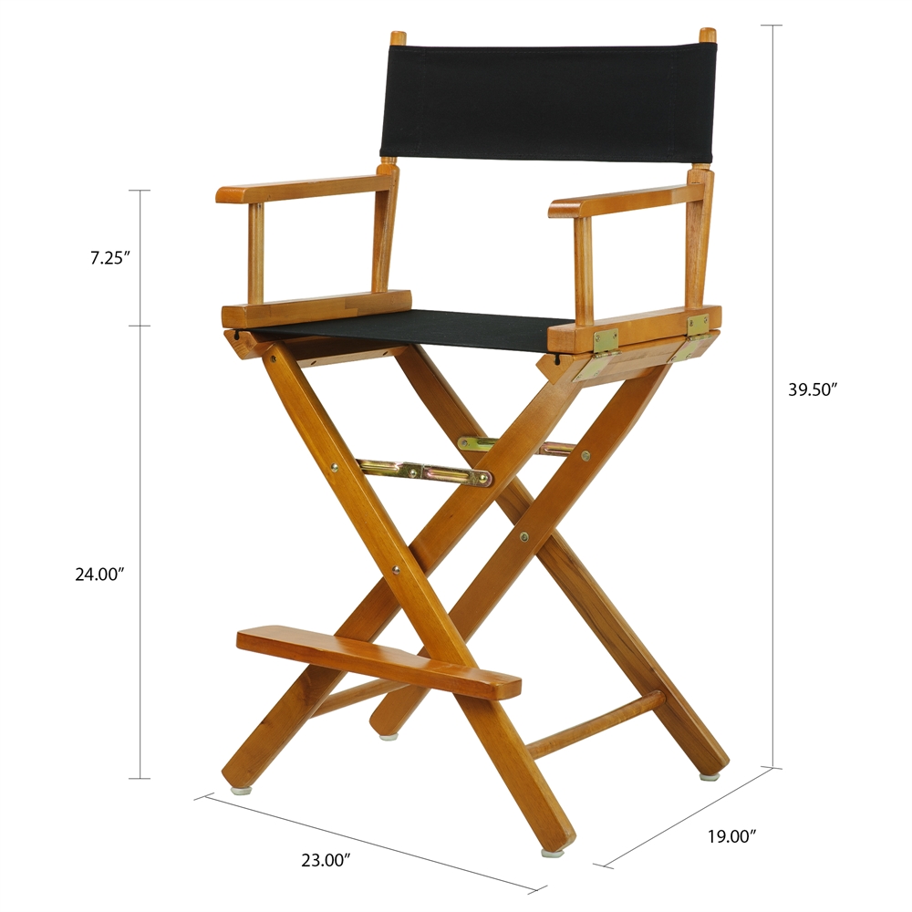 24" Director's Chair Honey Oak Frame-Black Canvas. Picture 5