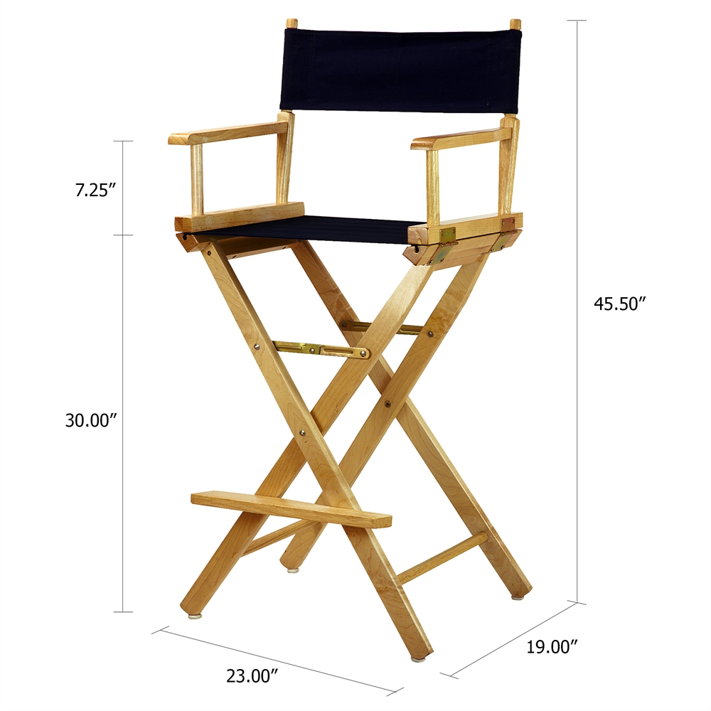 30" Director's Chair Natural Frame-Navy Blue Canvas. Picture 5