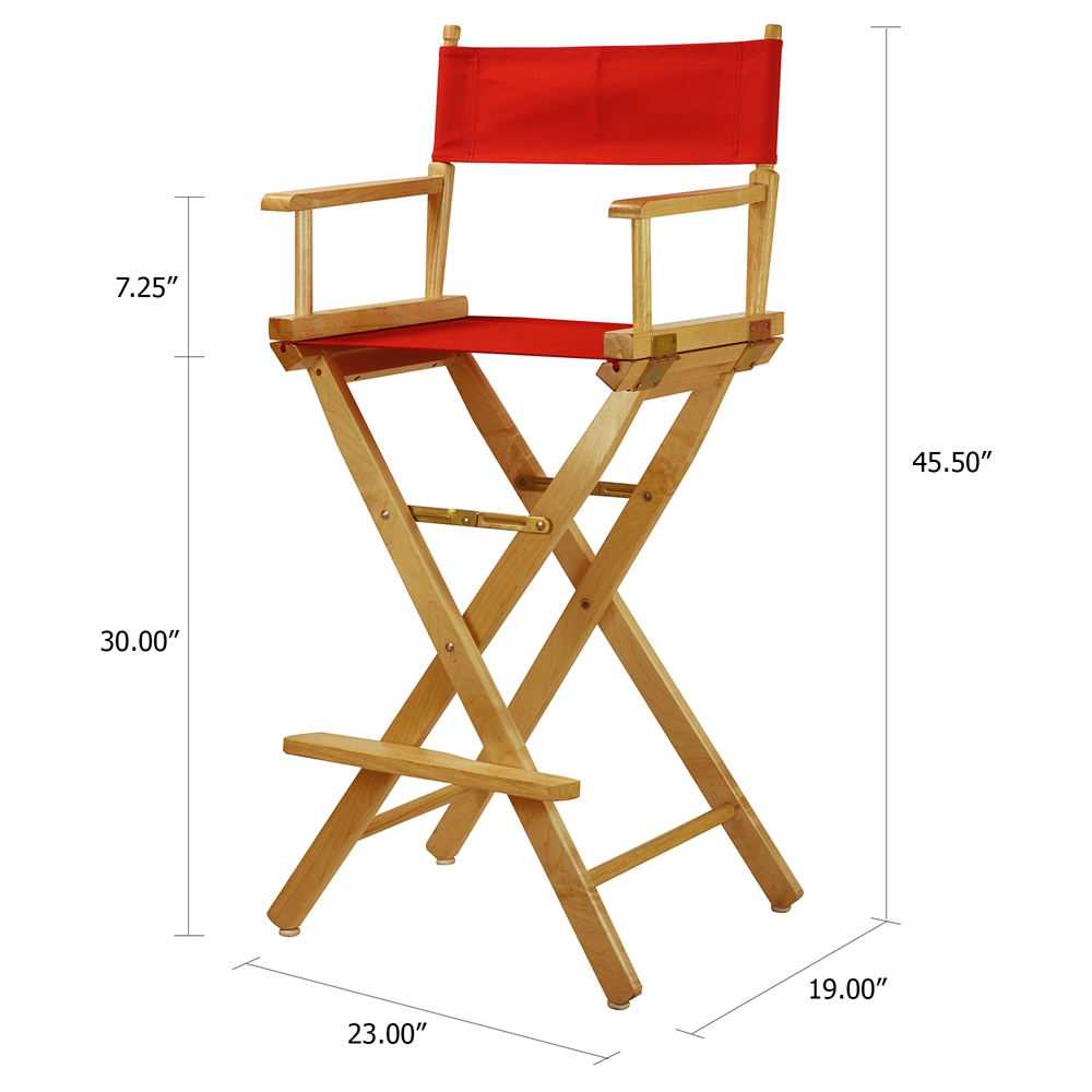 30" Director's Chair Natural Frame-Red Canvas. Picture 5
