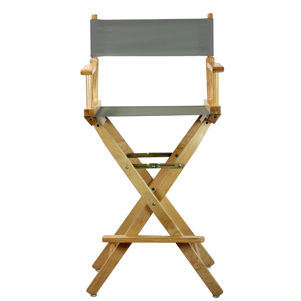 30" Director's Chair Natural Frame-Gray Canvas. Picture 1