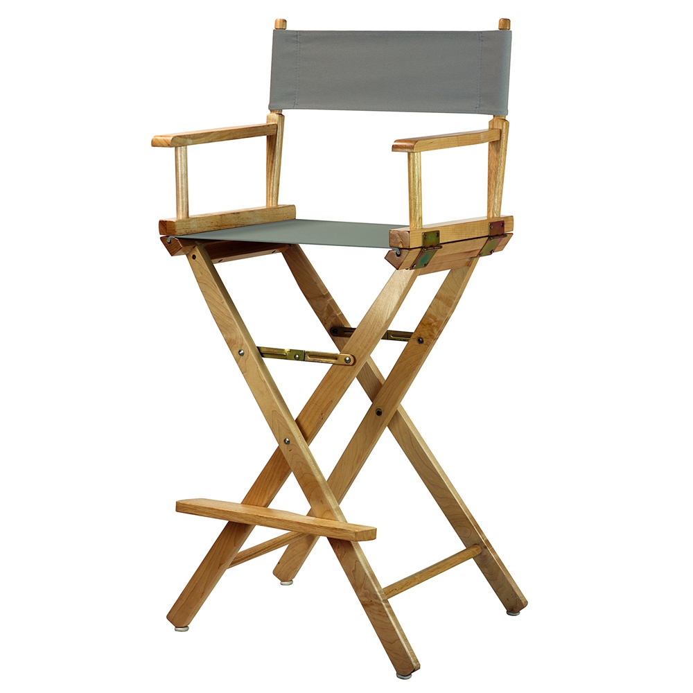 30" Director's Chair Natural Frame-Gray Canvas. Picture 4