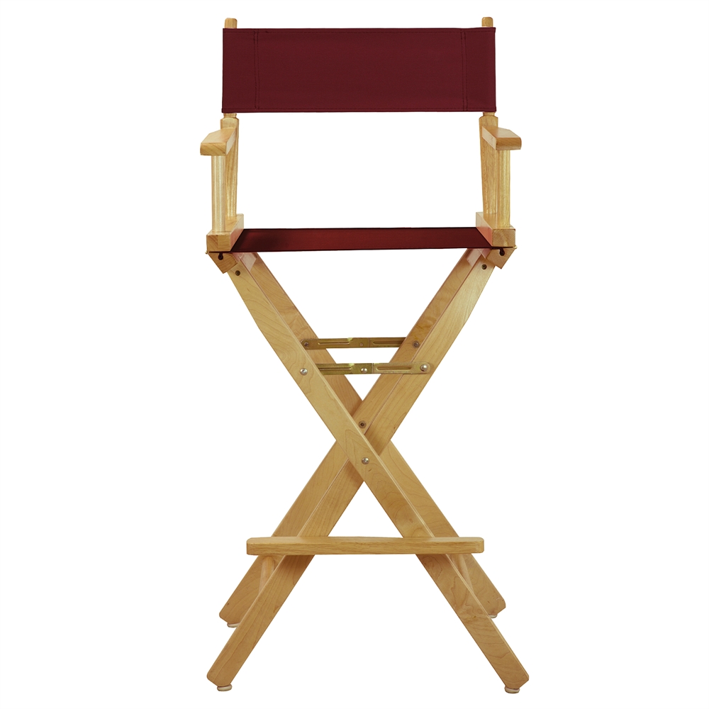 30" Director's Chair Natural Frame-Burgundy Canvas. Picture 1