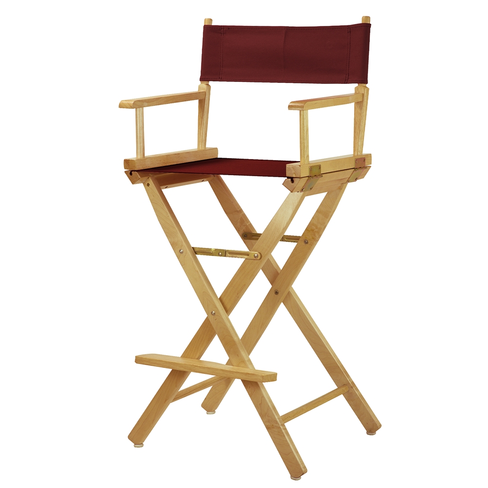 30" Director's Chair Natural Frame-Burgundy Canvas. Picture 4