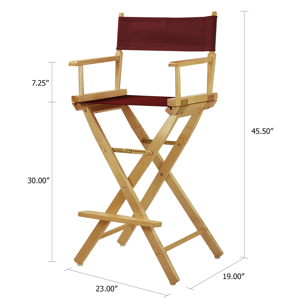 30" Director's Chair Natural Frame-Burgundy Canvas. Picture 5