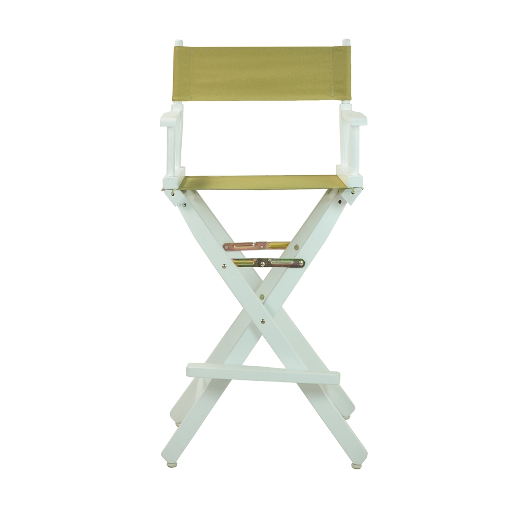 30" Director's Chair White Frame-Olive Canvas. Picture 1