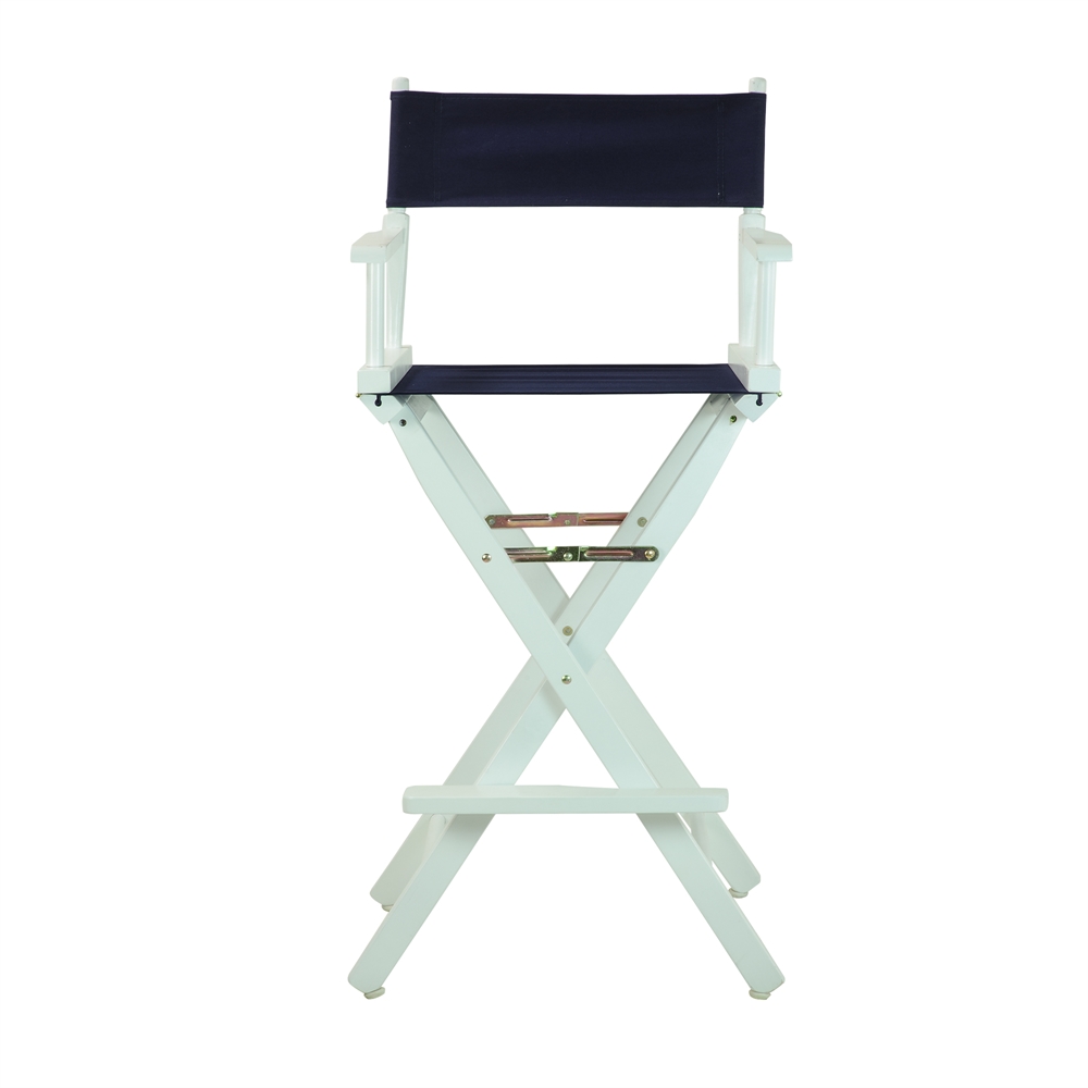 30" Director's Chair White Frame-Navy Blue Canvas. Picture 1