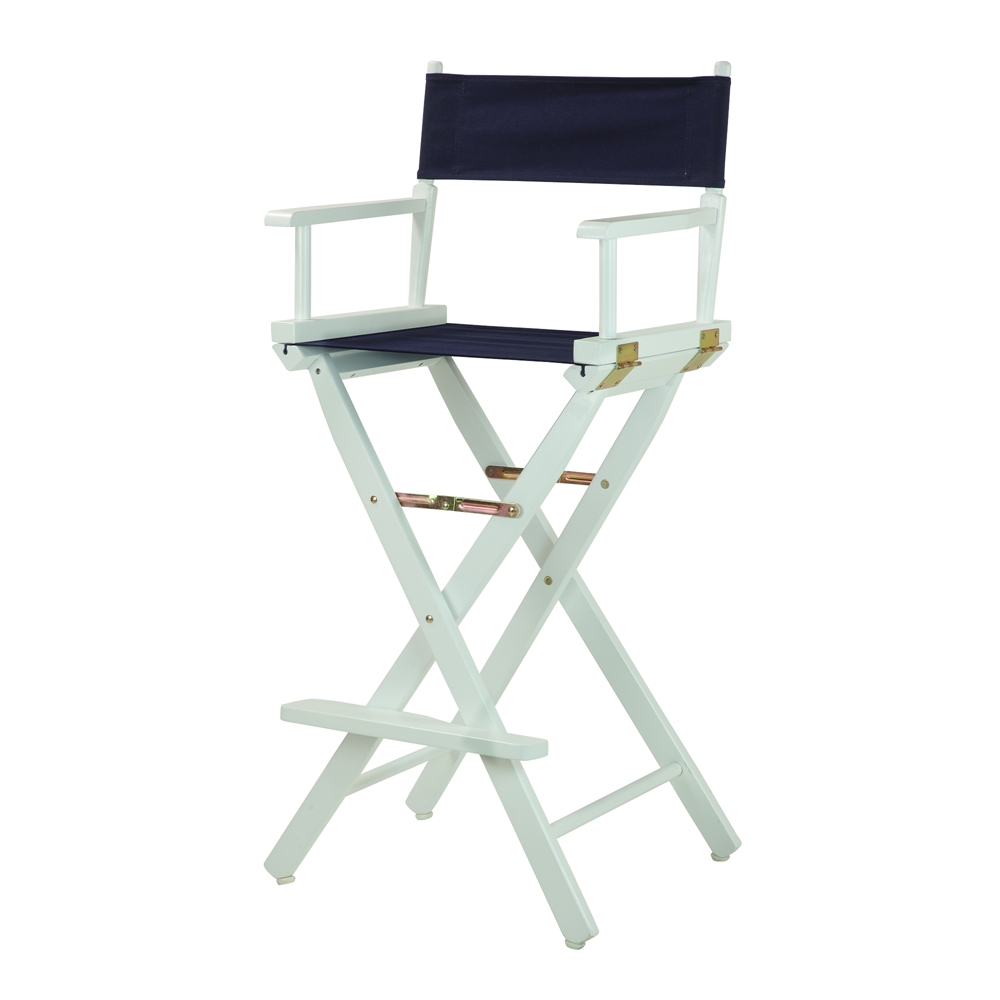 30" Director's Chair White Frame-Navy Blue Canvas. Picture 2