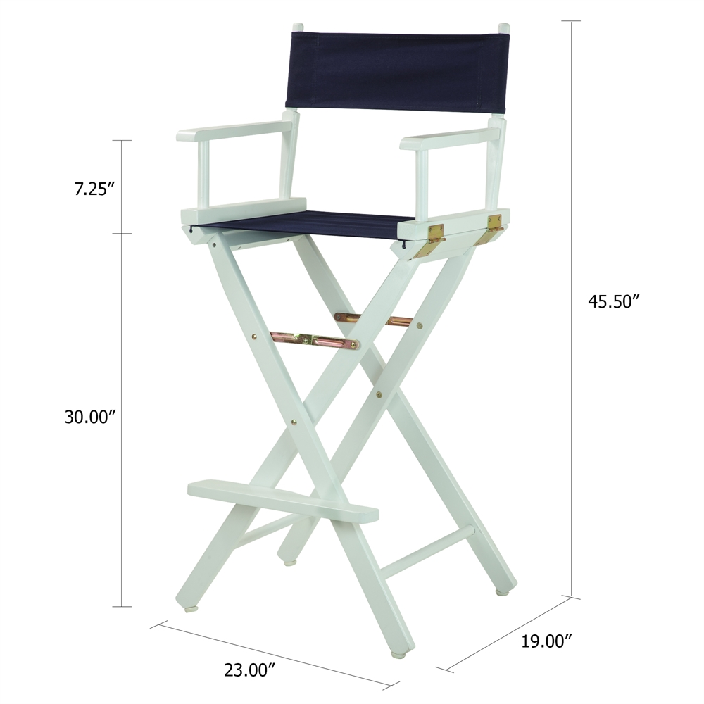30" Director's Chair White Frame-Navy Blue Canvas. Picture 5